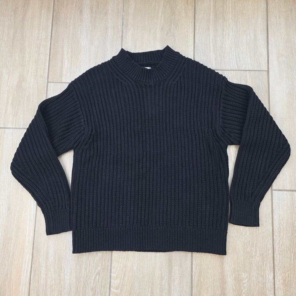 Rhythm Classics Sweater Womens S Black Ribbed Cotton Blend Mock Neck Pullover